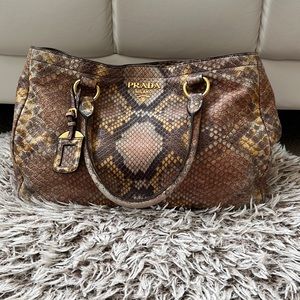 Prada Python Snake Pattern Large Leather Tote Bag